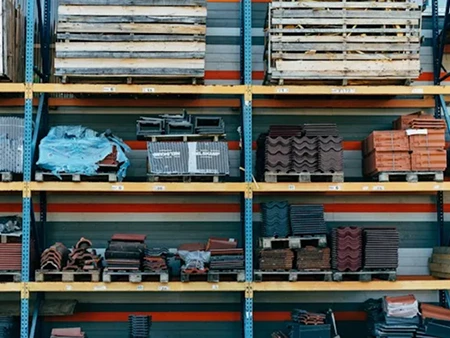 shelf with construction materials